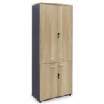 Bookcase with four wooden doors Lotus in oak - dark grey color 80x40,5x200cm