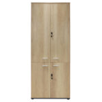 Bookcase with four wooden doors Lotus in oak - dark grey color 80x40,5x200cm - Image 3