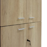 Bookcase with four wooden doors Lotus in oak - dark grey color 80x40,5x200cm - Image 4