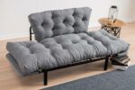 2 seater sofa bed PWF-0018 with fabric in grey color 155x73x85cm - Слика 3