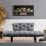 2 seater sofa bed PWF-0018 with fabric in grey color 155x73x85cm - Слика 5