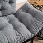 2 seater sofa bed PWF-0018 with fabric in grey color 155x73x85cm - Слика 6