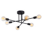 Ceiling light PWL-0102 Ε27 in black color D64x30cm