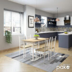 Dining set Roza 5pcs color sonoma - legs white gloss 120x70x75cm - Слика 2