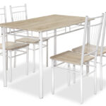Dining set Roza 5pcs color sonoma - legs white gloss 120x70x75cm
