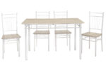 Dining set Roza 5pcs color sonoma - legs white gloss 120x70x75cm - Слика 3