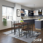 Dining set Roza 5pcs color dark walnut - legs black matte 120x70x75cm - Image 2