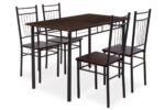 Dining set Roza 5pcs color dark walnut - legs black matte 120x70x75cm
