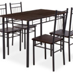 Dining set Roza 5pcs color dark walnut - legs black matte 120x70x75cm