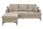 Corner sofa Slim with beige fabric and two pillows 185x140x70cm - Слика 4