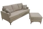 Corner sofa Slim with beige fabric and two pillows 185x140x70cm - Слика 5