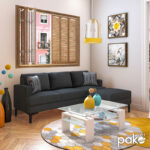 Corner sofa with dark grey Slim fabric and two pillows 185x140x70cm - Слика 2