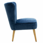 Armchair Stork velvet  in dark blue-natural color 68x54x78cm - Слика 3