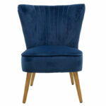 Armchair Stork velvet  in dark blue-natural color 68x54x78cm - Слика 4