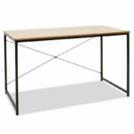Work table Ramon modern oak color with black metal frame 120x60.5x70cm