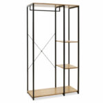 Entrance unit Ramon modern oak color with black metal frame 90,5x41x167cm