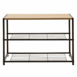 Shoe rack Ramon 6 pairs modern oak color with black metal frame 63x30x43cm - Image 2