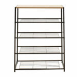 Shoe rack Ramon 12 pairs modern oak color with black metal frame 63x30x83cm - Слика 3