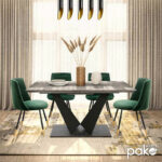 Gordon expanding gray cement table - black metal leg 160-200x90x75cm - Слика 2