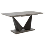 Gordon expanding gray cement table - black metal leg 160-200x90x75cm