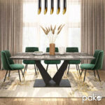 Gordon expanding gray cement table - black metal leg 160-200x90x75cm - Слика 3