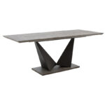 Gordon expanding gray cement table - black metal leg 160-200x90x75cm - Слика 4