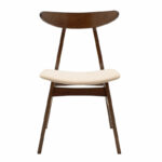 Chair Orlean beige fabric-walnut rubberwood leg - Слика 4