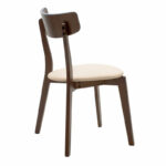 Chair Toto beige fabric-walnut rubberwood leg - Слика 2