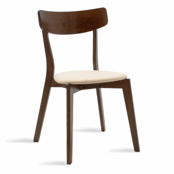 Chair Toto beige fabric-walnut rubberwood leg