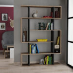 Bookcase MITO in anthracite-natural colour 108,5x25,5x161cm - Слика 2