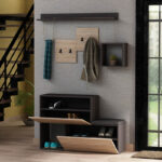 Entrance furniture-shoe cabinet HOLDON in anthracite-natural colour with a capacity of 12 pairs 120x36.5x87cm - Image 3