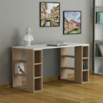 Working Table Colmar in white - dark oak 140x60x75cm - Image 2