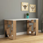Working Table Labirent in white - oak 140x60x75cm - Слика 2