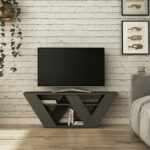 Pipralla TV Stand in anthracite color 110x30x40cm - Image 2