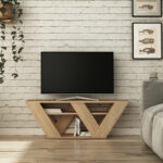 Pipralla TV Stand in oak color 110x30x40cm - Image 2