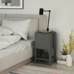 Nightstand Ema 1 cupboard anthracite color 30x30x55cm - Image 2