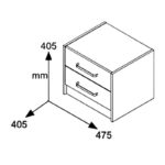 Nightstand Olympus with 2 drawers in castillo-toro colour 47,5x40,5x40,5 - Слика 5