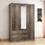 Wardrobe Olympus with 3 doors and drawers+mirror in castillo-toro colour 120x57x183 - Слика 3