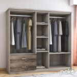 Wardrobe Olympus with 5 doors and drawers+mirror in castillo-toro colour 198x57x183 - Слика 2