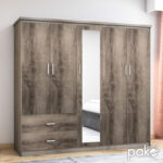 Wardrobe Olympus with 5 doors and drawers+mirror in castillo-toro colour 198x57x183 - Слика 3