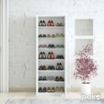 Shoe cabinet Sante 21 pairs dark white 60x37x183cm - Image 3