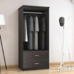 Wardrobe Olympus with 2 doors and drawers in wenge colour 81x57x183 - Слика 2