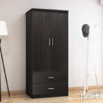 Wardrobe Olympus with 2 doors and drawers in wenge colour 81x57x183 - Слика 3
