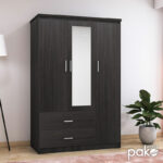 Wardrobe Olympus with 3 doors and drawers+mirror in wenge colour 120x57x183 - Слика 3
