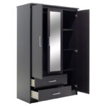 Wardrobe Olympus with 3 doors and drawers+mirror in wenge colour 120x57x183 - Слика 5