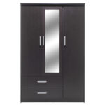 Wardrobe Olympus with 3 doors and drawers+mirror in wenge colour 120x57x183 - Слика 6