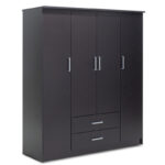 Wardrobe Olympus with 4 doors and drawers in wenge colour 159x57x183
