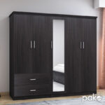 Wardrobe Olympus with 5 doors and drawers+mirror in wenge colour 198x57x183 - Слика 3