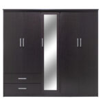 Wardrobe Olympus with 5 doors and drawers+mirror in wenge colour 198x57x183 - Слика 6