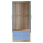 Children's wardrobe Looney with 2 doors and drawers in castillo-blue colour 81x57x183 - Слика 5